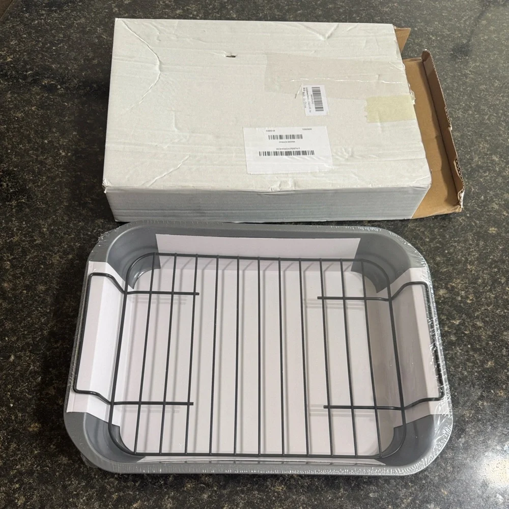 kitCom Bakeware Nonstick Roaster with Rack, 15 Inch x 11 Inch (5.8 QT), Gray